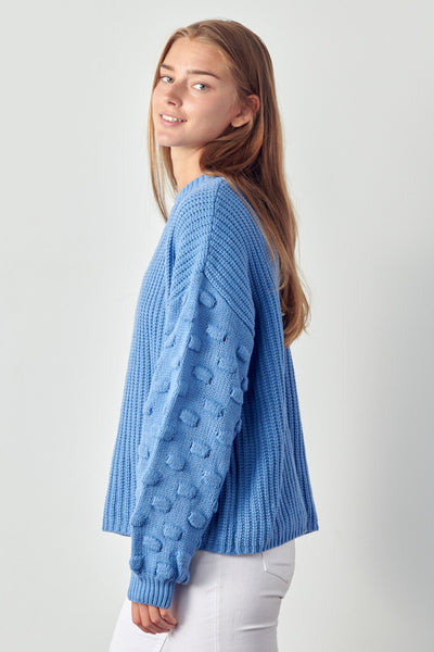 Hannah Puff Sleeve Sweater in Blue