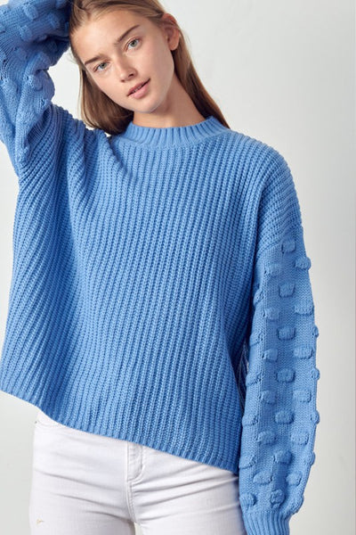 Hannah Puff Sleeve Sweater in Blue