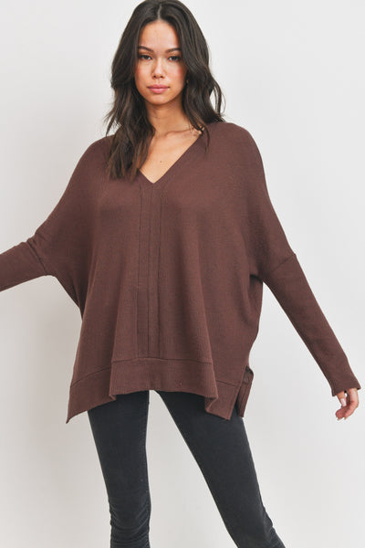 Comfort is Key V Neck in Brown