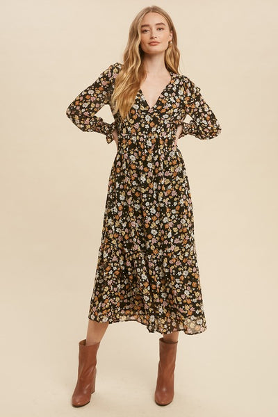 Feel Beautiful Floral Black Dress