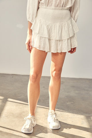 Avery Ruffle Skirt in White