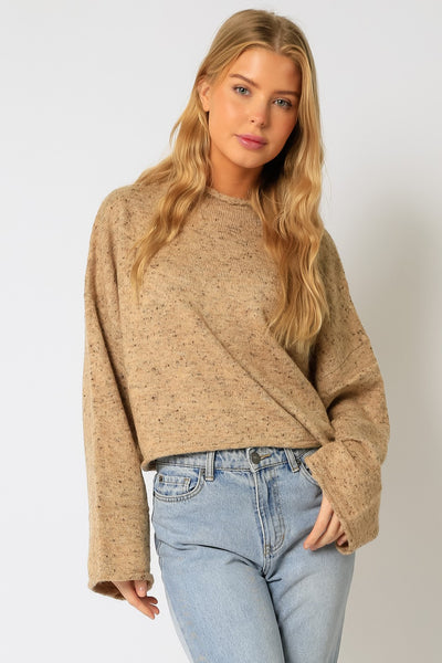 Molly Mock Neck Sweater in Taupe