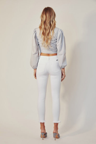 Havana Frayed Hem White Jeans