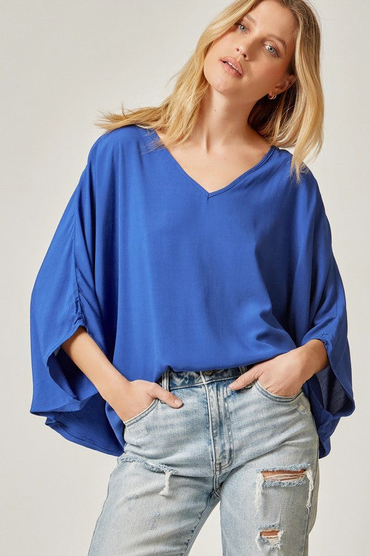 Katie Poncho Top in Royal Blue