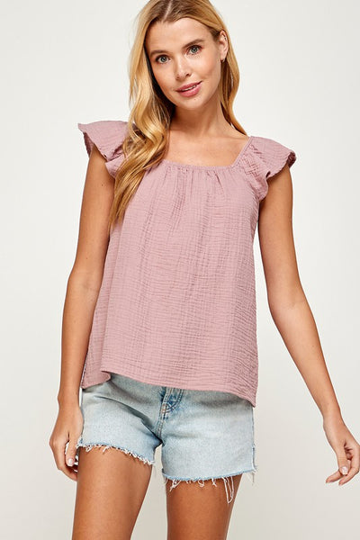 Right Choice Ruffle Top in Mauve