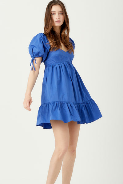 Paige Puff Sleeve Dress in Cobalt