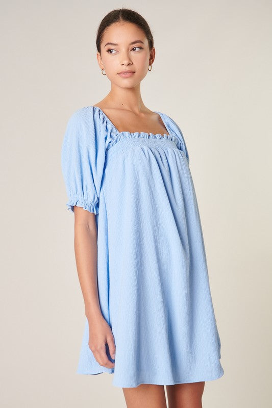 Bethany Baby Doll Dress in Carolina Blue