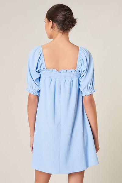 Bethany Baby Doll Dress in Carolina Blue