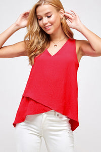 Charm & Grace Sleeveless Top in Red