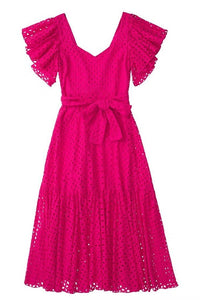 Elegant Darling Midi Dress in Fuchsia
