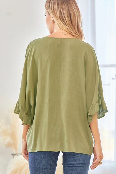 Riley Ruffle Top in Olive