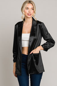 Simply Chic Satin Blazer in Black