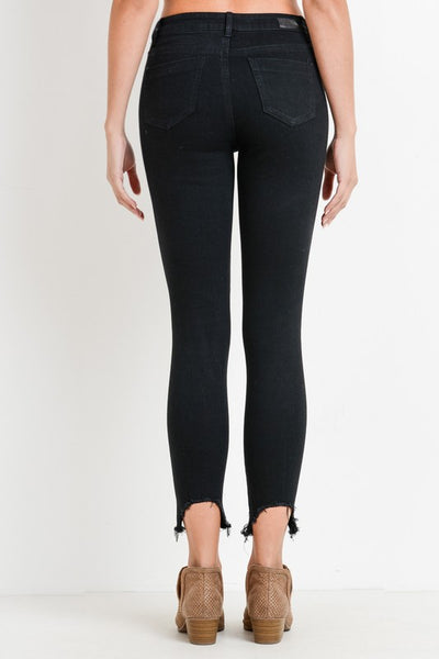 Hollywood High Waist Frayed Jeans in Black