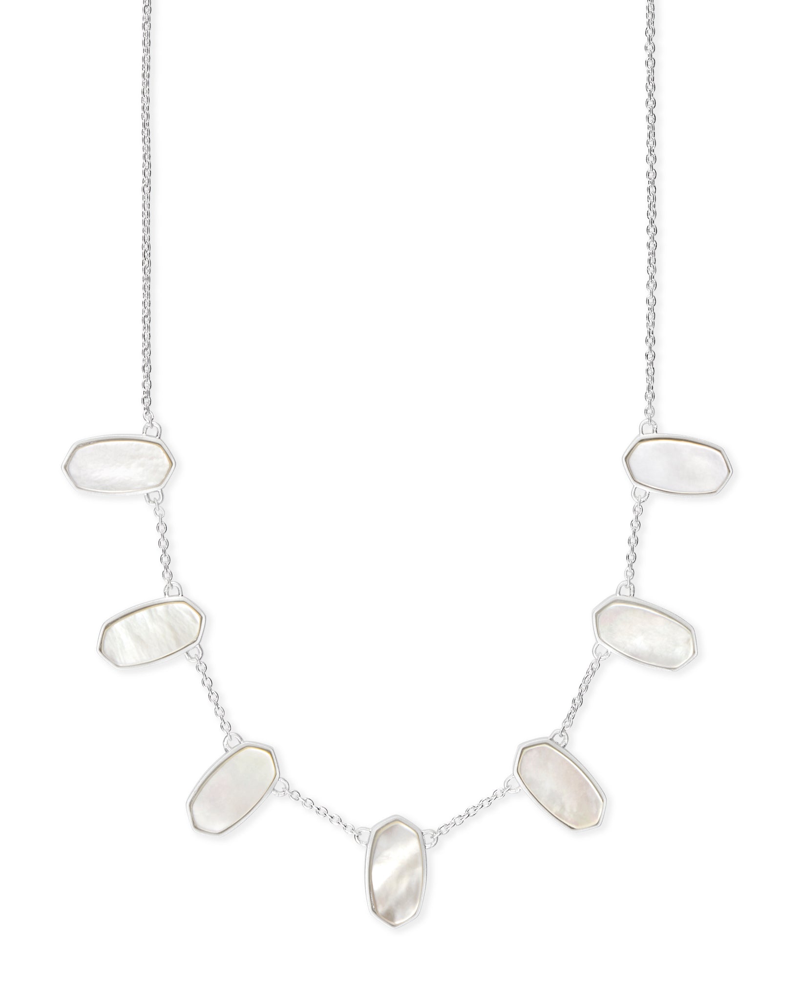 Kendra Scott Meadow Bright Silver Statement Necklace In Ivory Pearl