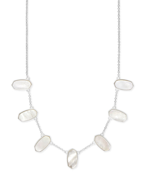 Kendra Scott Meadow Bright Silver Statement Necklace In Ivory Pearl