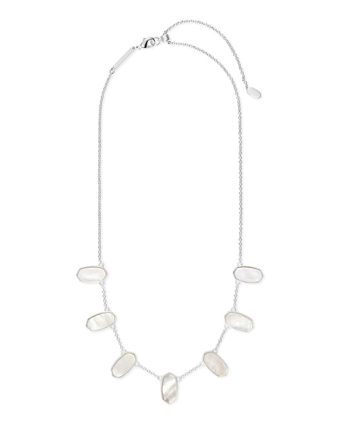 Kendra Scott Meadow Bright Silver Statement Necklace In Ivory Pearl