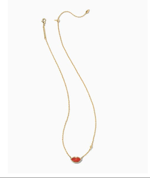 Kendra Scott Lips Pendant Necklace in Red Kyocera Opal
