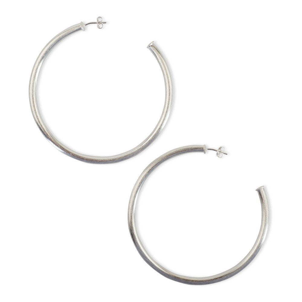 SHEILA FAJL Everybody's Favorite Hoop Earrings In Brush Silver