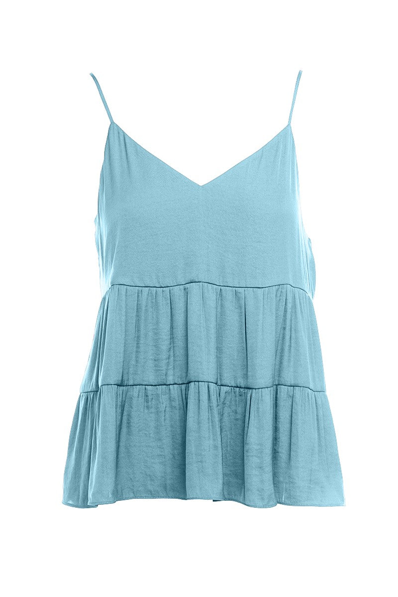 Kristen Tiered Tank Top in Milky Blue