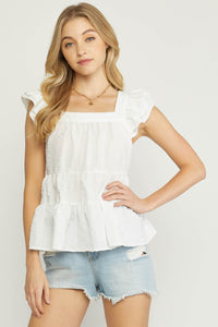 Can't Resist Ruffle Top in White