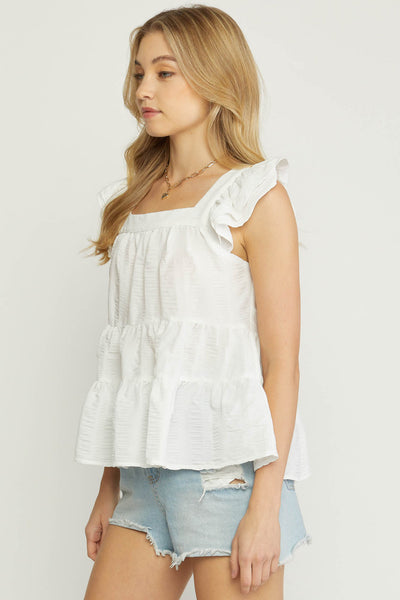 Can't Resist Ruffle Top in White