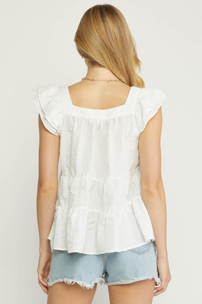 Can't Resist Ruffle Top in White