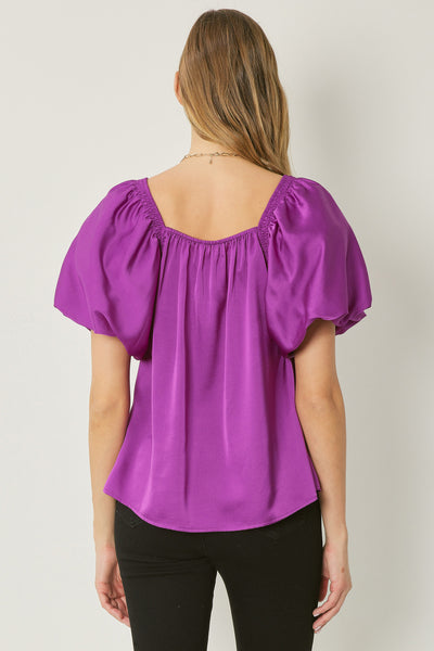 Purple Puff Sleeve Top
