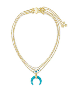 Kendra Scott Gemma Gold Triple Strand Necklace In Teal Labradorite