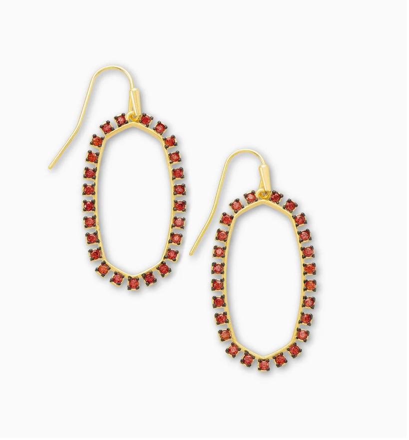 Kendra Scott Elle Gold Open Frame Earrings In Burgundy Crystal
