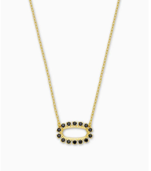 Kendra Scott Elisa Gold Open Frame Pendant Necklace In Black Spinel