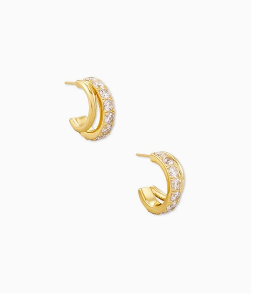 Kendra Scott Livy Huggie Earrings In White Crystal