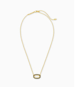 Kendra Scott Elisa Gold Open Frame Pendant Necklace In Black Spinel