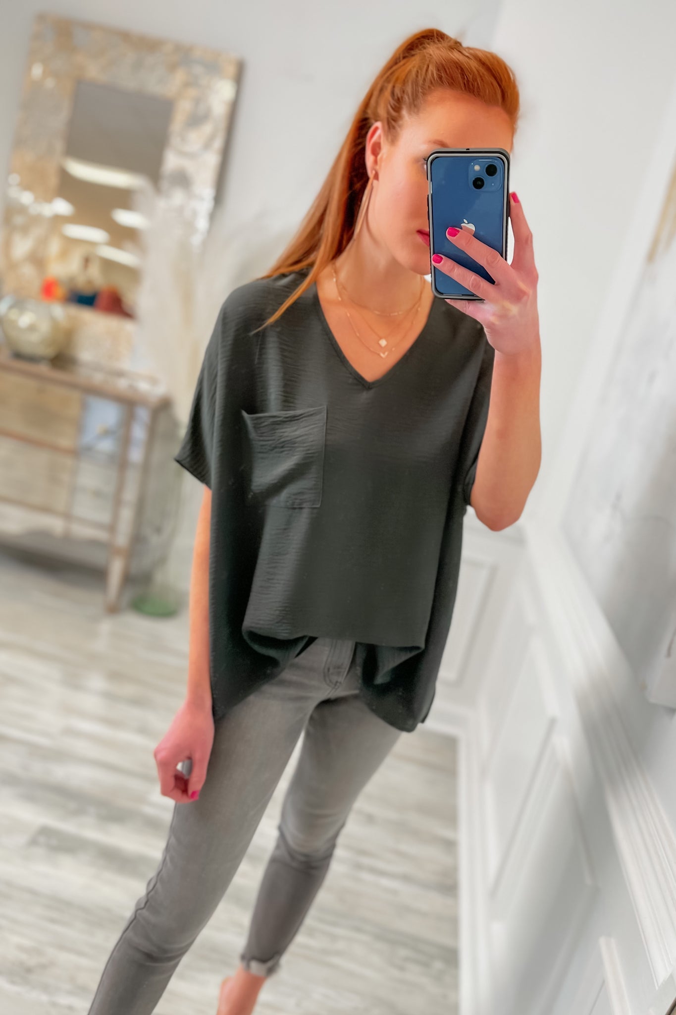 Must Have Pocket Top in Charcoal