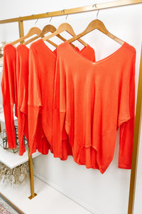 Anytime Slouchy Sweater Top in Coral