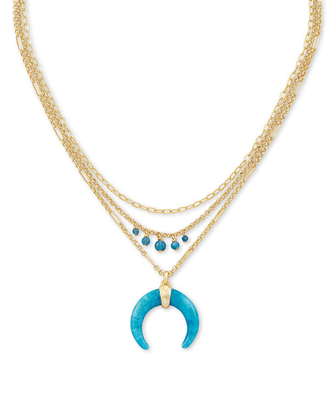 Kendra Scott Gemma Gold Triple Strand Necklace In Teal Labradorite