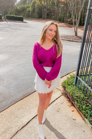 Vivienne V Neck Sweater in Deep Orchid