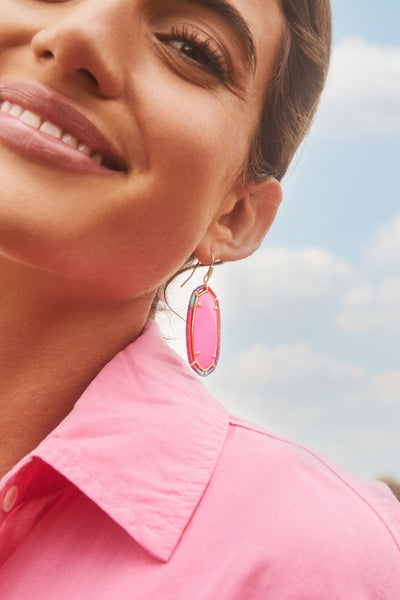 Kendra Scott Threaded Elle Gold Drop Earrings in Pink Mix