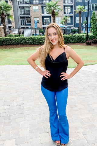 Carlie Cowl Neck Cami Top in Black