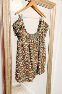 Allie Floral Top in Green