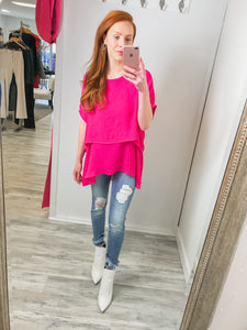 Lucy Layered Tunic Top in Fuchsia