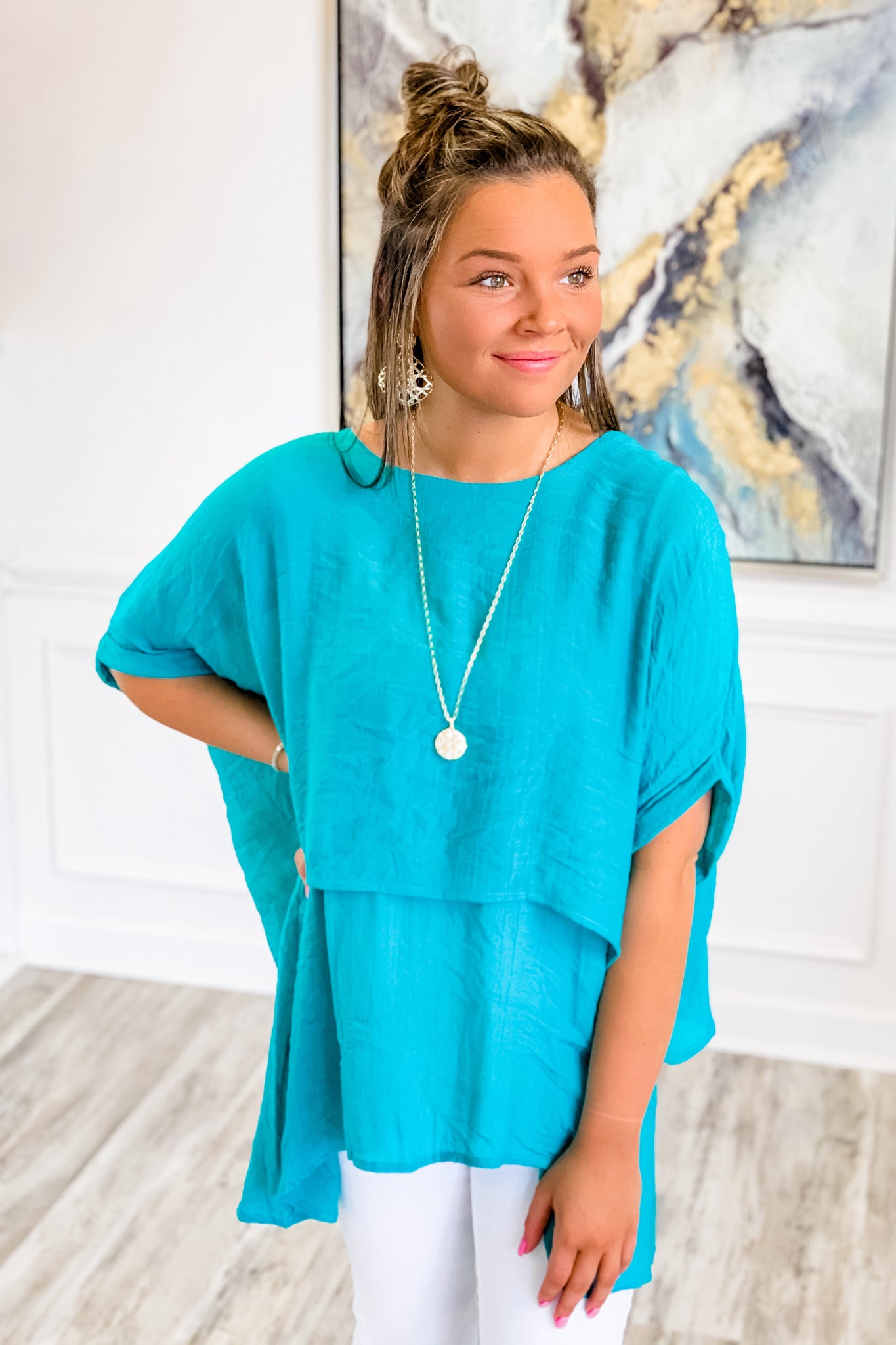 Lucy Layered Tunic Top in Jade