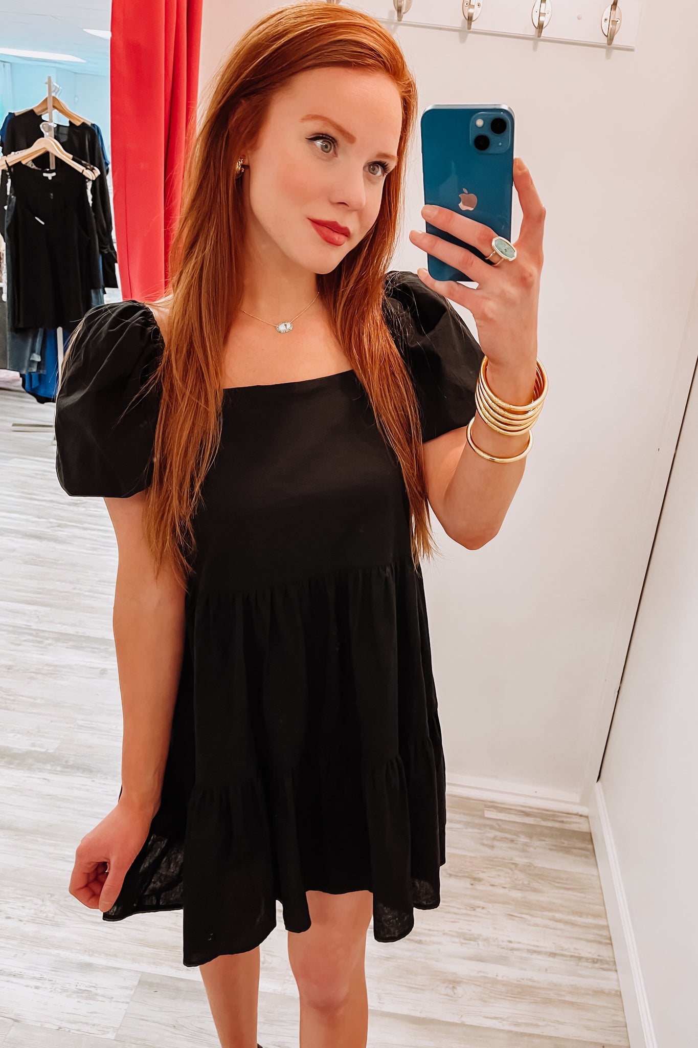 Cute as Can Be Puff Sleeve Black Dress