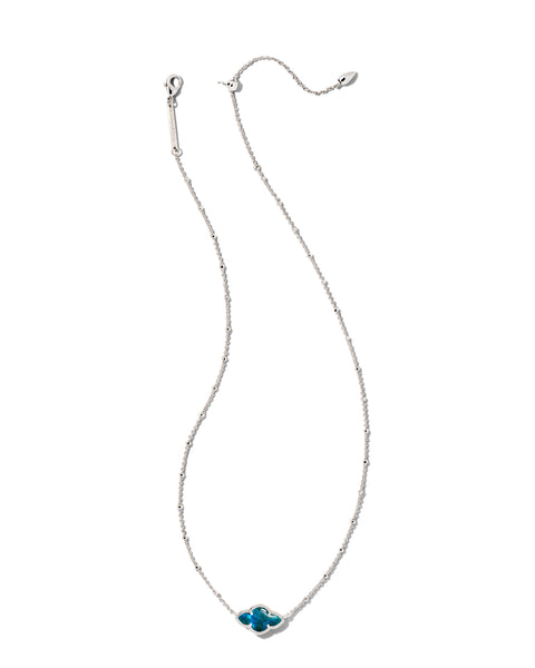 Kendra Scott Abbie Silver Pendant Necklace In Teal Labradorite