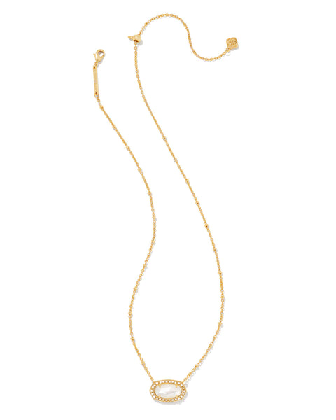 Kendra Scott Pearl Beaded Elisa Gold Pendant Necklace in Ivory Mother-of-Pearl