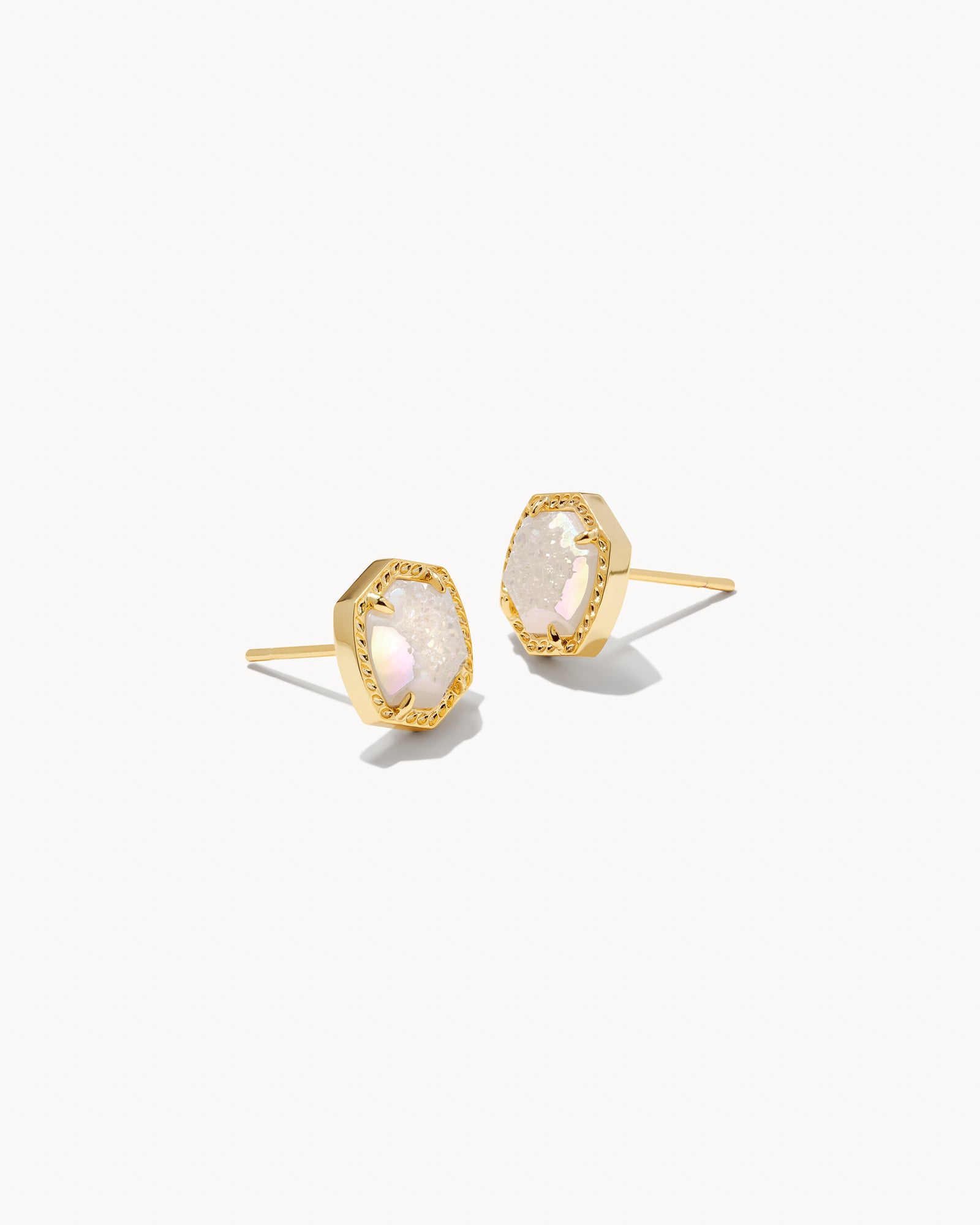 Kendra Scott Davie Gold Stud Earrings In Iridescent Drusy