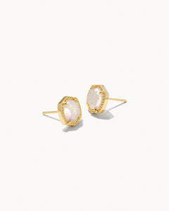 Kendra Scott Davie Gold Stud Earrings In Iridescent Drusy