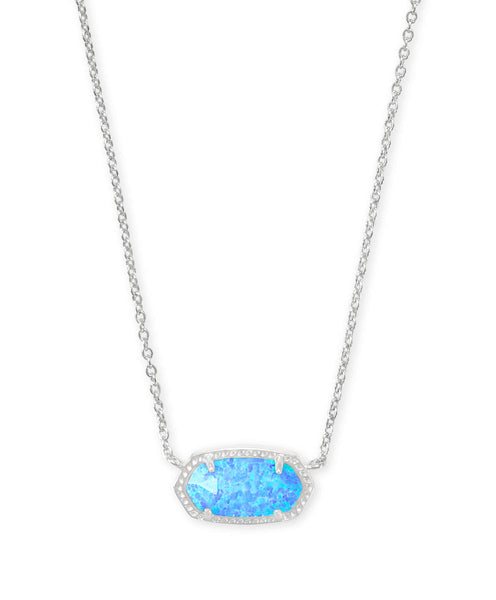 Kendra Scott Elisa Silver Pendant Necklace In Ocean Kyocera Opal