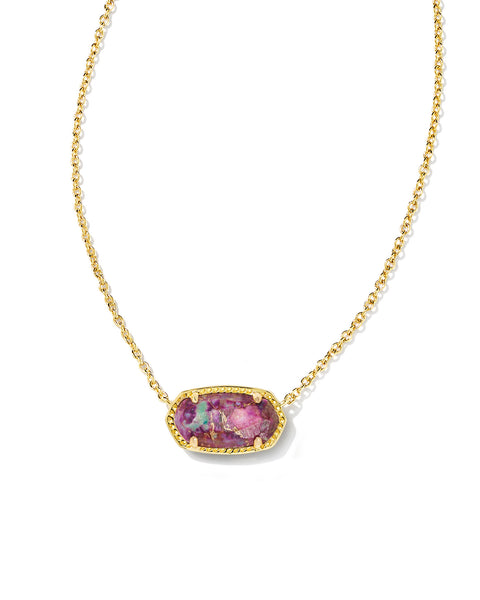 Kendra Scott Elisa Gold Pendant Necklace in Bronze Veined Purple Turquoise Magnesite