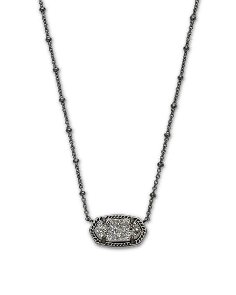 Kendra Scott Elisa Gunmetal Satellite Pendant Necklace In Platinum Drusy