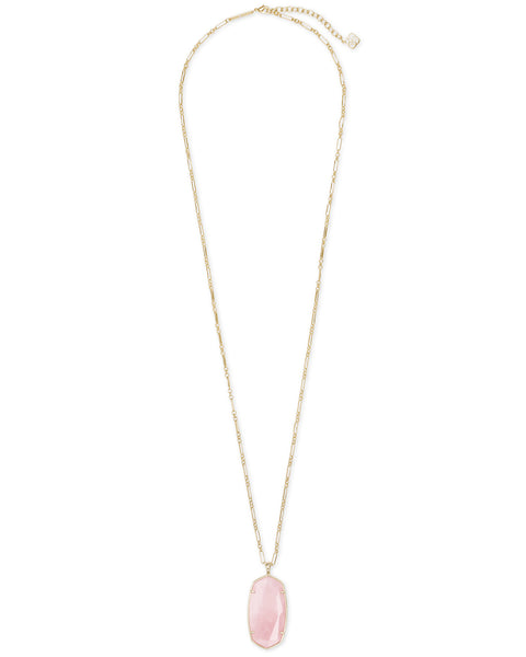 Kendra Scott Faceted Reid Gold Long Pendant Necklace In Rose Quartz